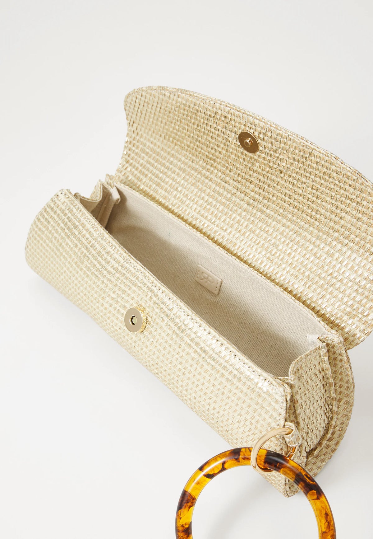 Parfois Paper Straw Envelope Clutch Bag with Ring Handle