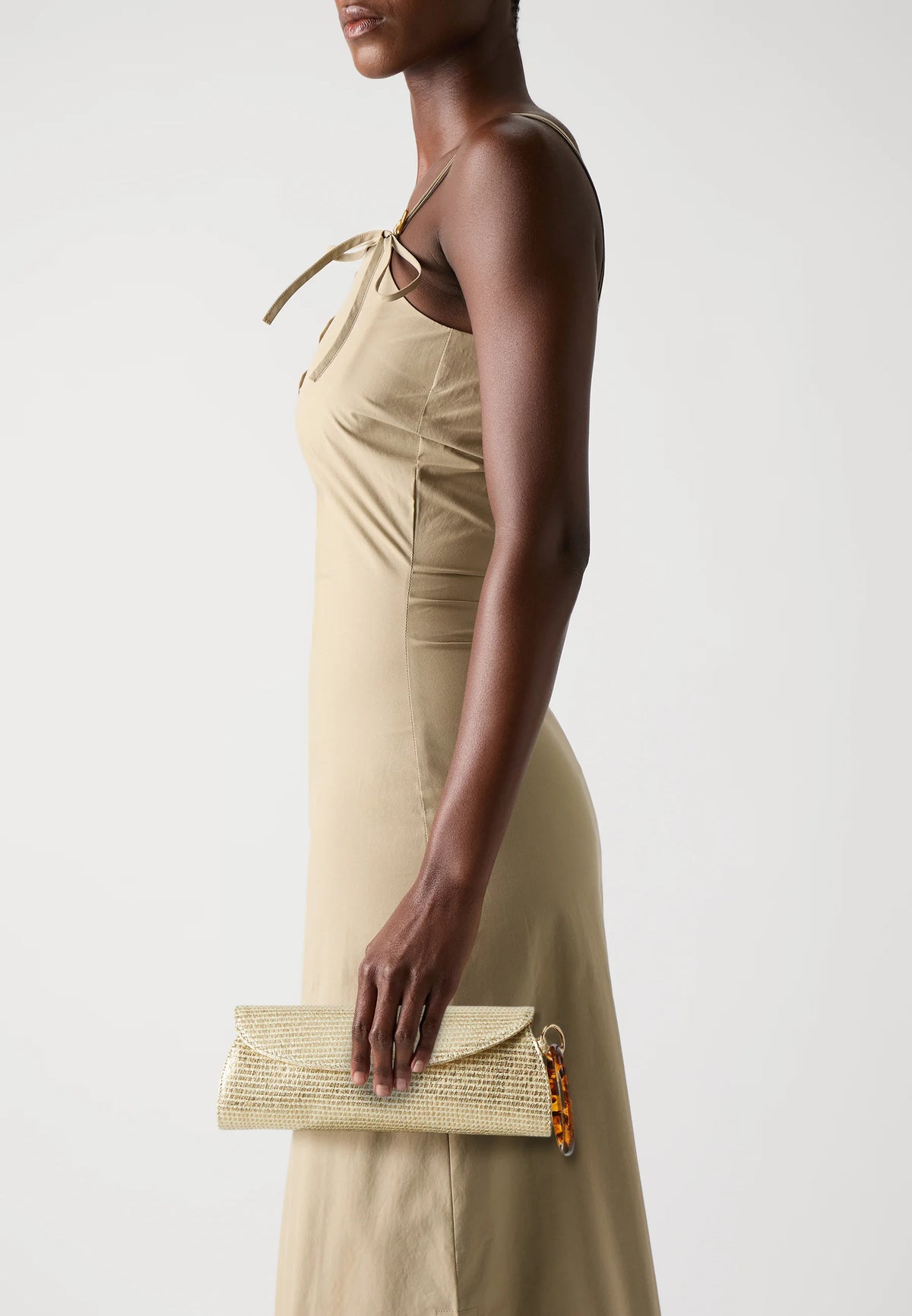 Parfois Paper Straw Envelope Clutch Bag with Ring Handle