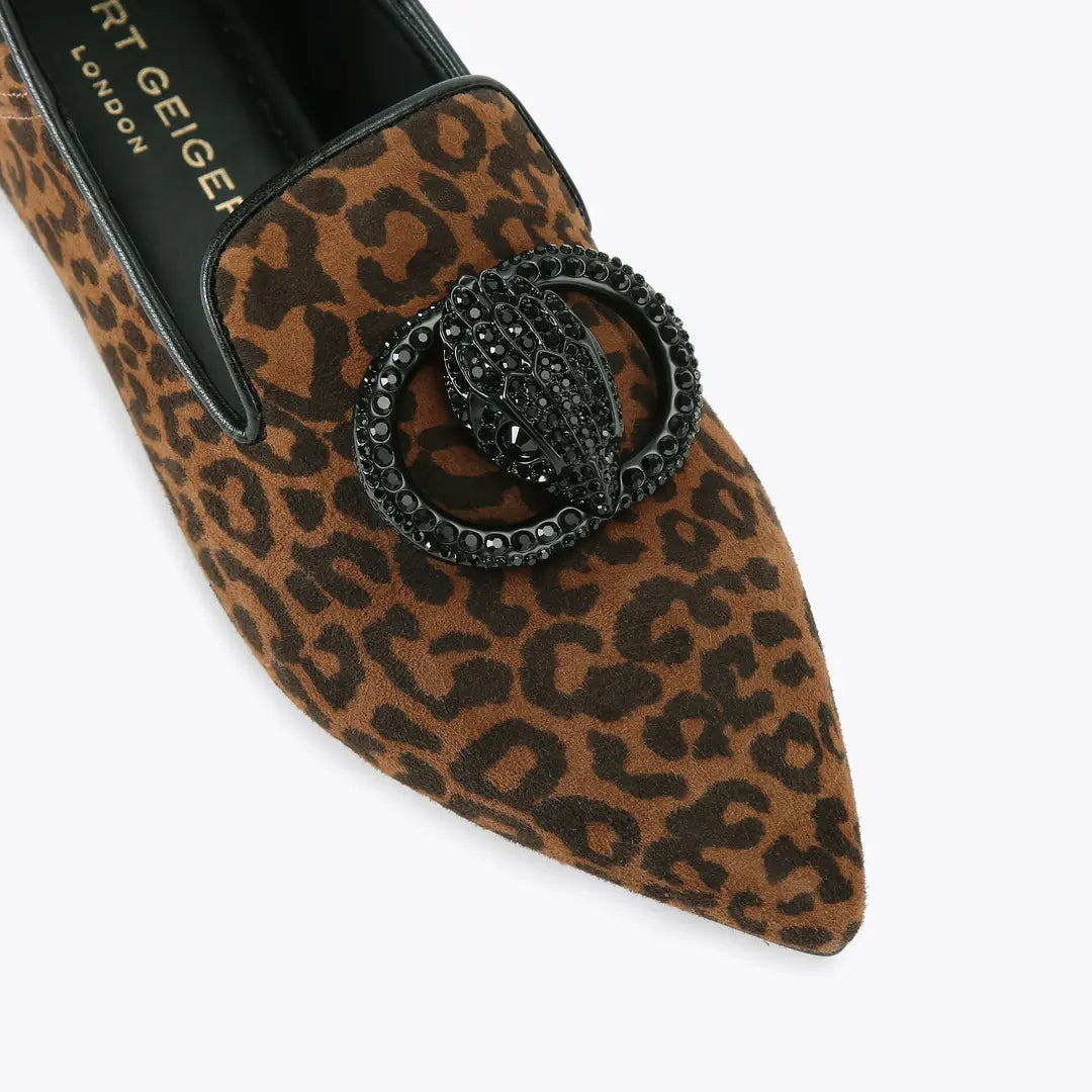 By Order -Kurt Geiger London Women's Chelsea Point Leopard Suede Slip-On Loafers