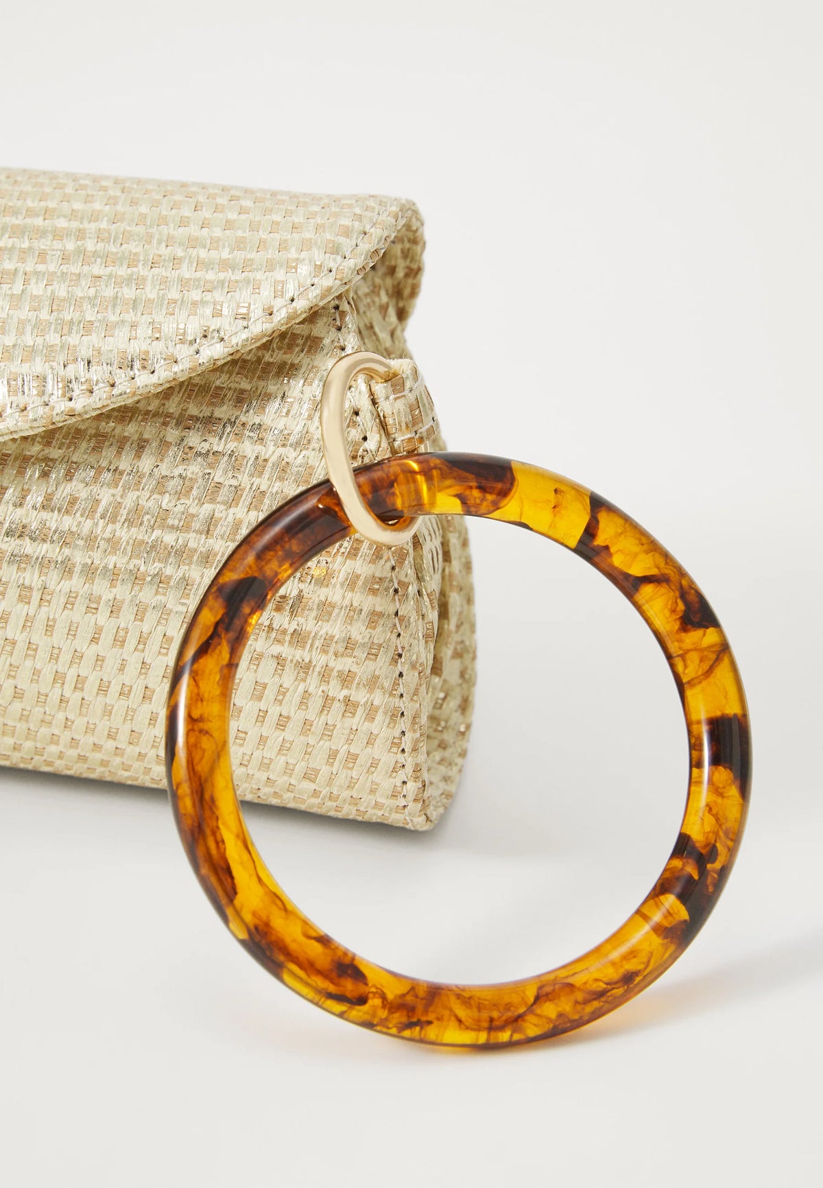 Parfois Paper Straw Envelope Clutch Bag with Ring Handle